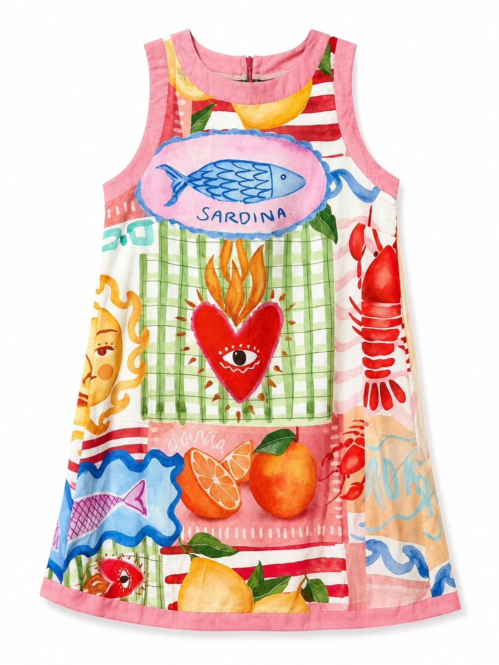 Sardine  Pink Multi-Color Printed Mini Dress